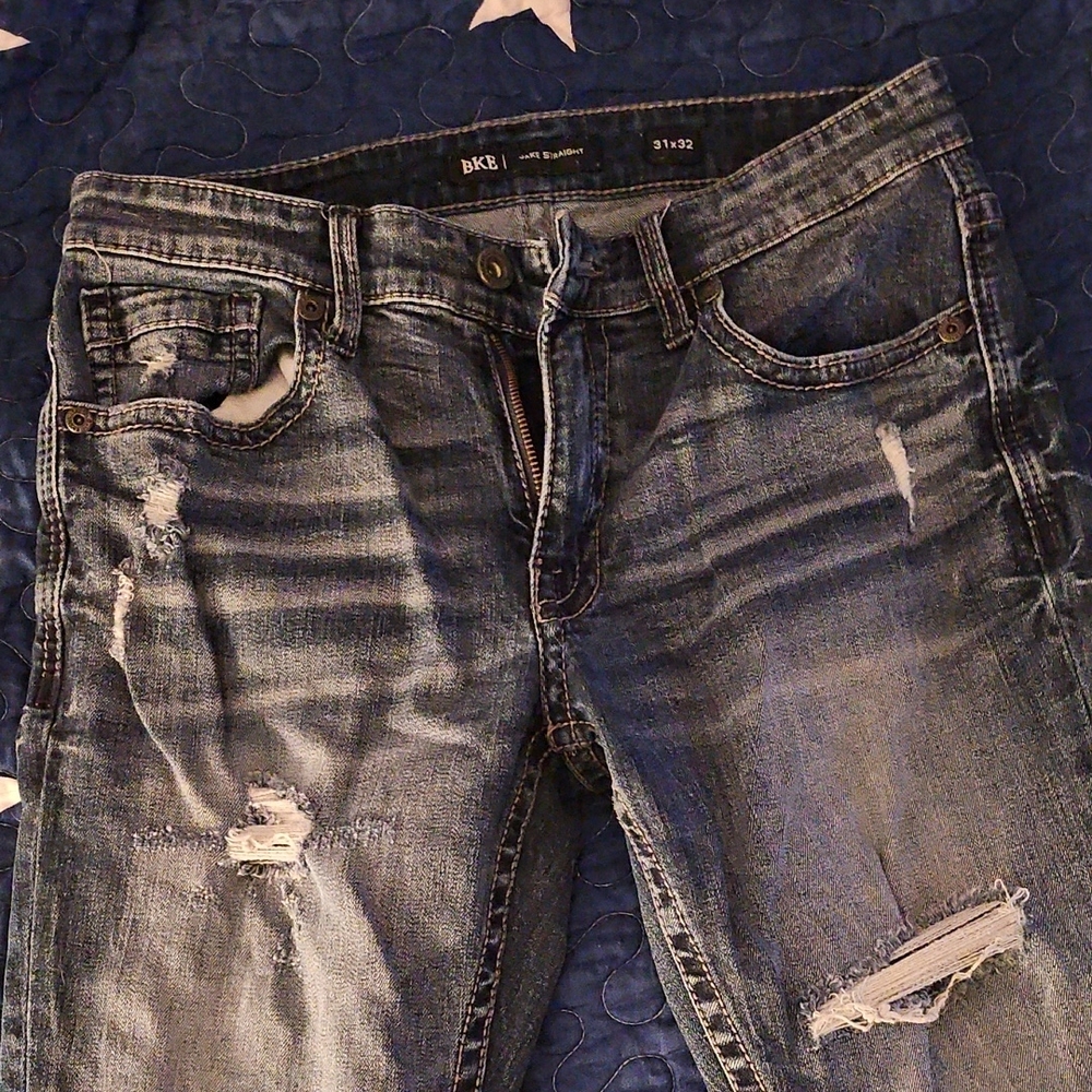 BKE Blue Skinny Distressed Jeans